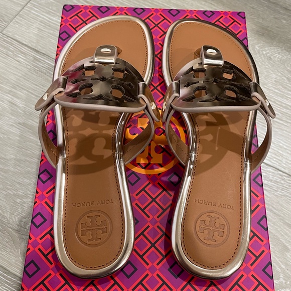 Tory Burch Miller Sandals Size 5 rose gold tan - Picture 2 of 8